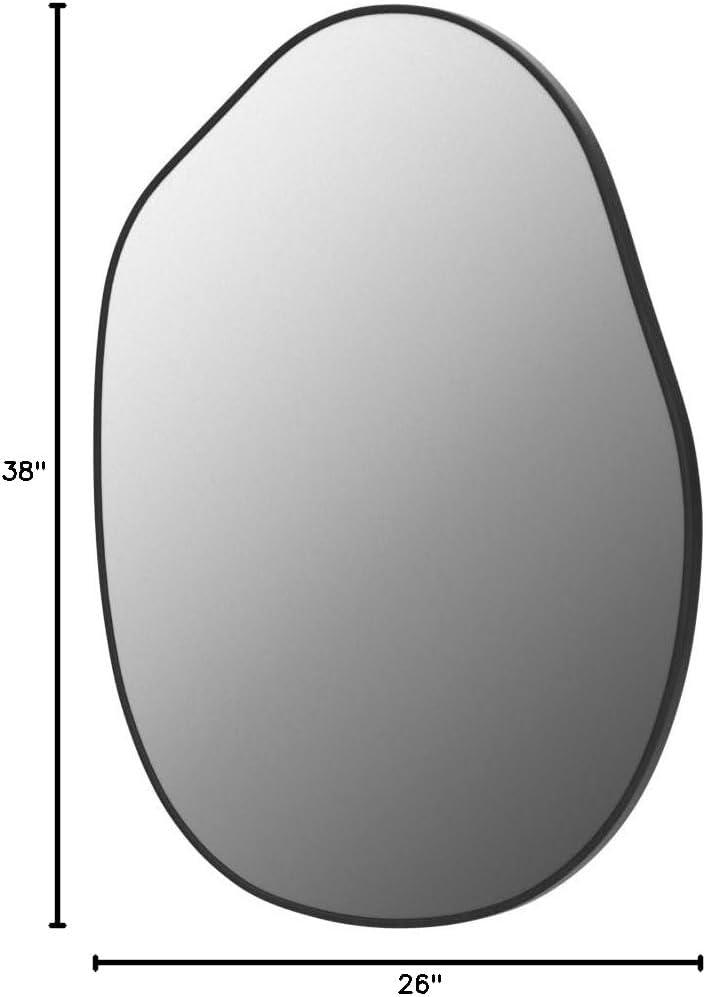 HARRITPURE Irregular Wall Mirror 26"x38" Black Asymmetrical Bathroom Mirror Wood Framed Modern Decorative Vanity Mirrors for Bedroom Living Room Entryway