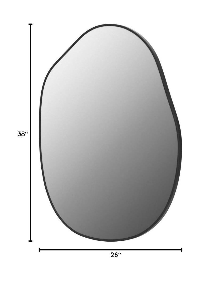 HARRITPURE Irregular Wall Mirror 26"x38" Black Asymmetrical Bathroom Mirror Wood Framed Modern Decorative Vanity Mirrors for Bedroom Living Room Entryway