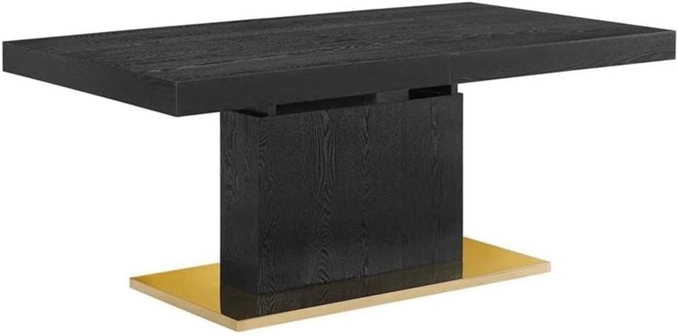 Modway Vector Expandable Modern Wood Dining Table in Walnut/Gold