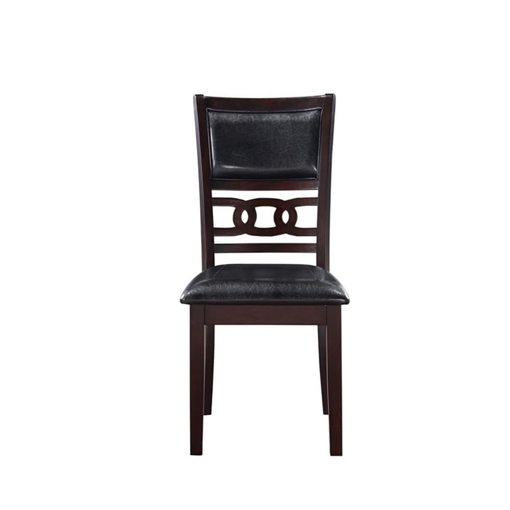 New Classic Furniture Gia Dining Collection with 48" Dining Table, 4 Cushioned Chairs, Veneer Tabletop and Solid Rubberwood Construction, Ebony