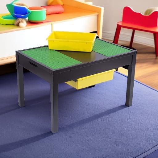 Espresso Wooden Kids Activity Table with Storage and Reversible Board