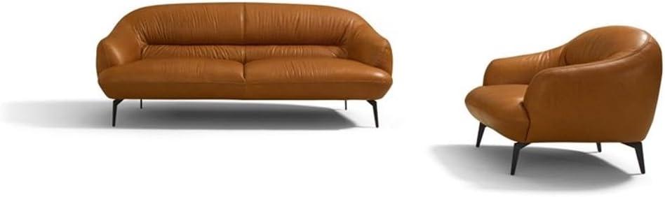 66" Leonia Sofa Cognac Leather - Acme Furniture: Contemporary Metal Legs, Plush Upholstery, Seats Four