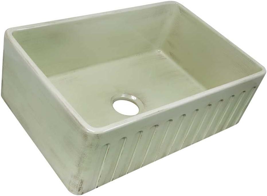Shabby Green 30-Inch Farmhouse Fireclay Kitchen Sink
