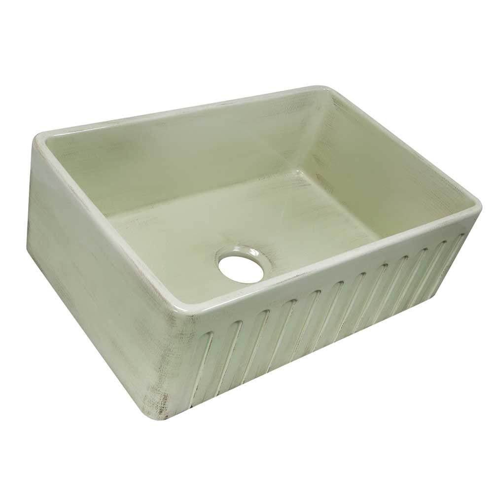 Shabby Green 30-Inch Farmhouse Fireclay Kitchen Sink