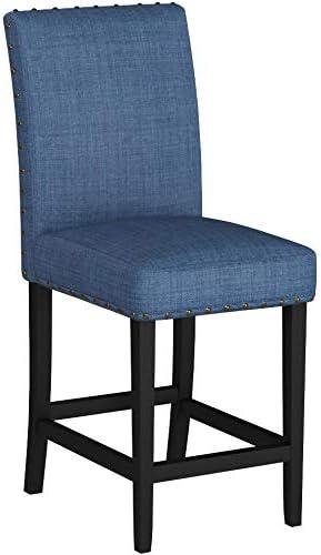 Roundhill Furniture Biony Fabric Nail Head Counter Height Stools