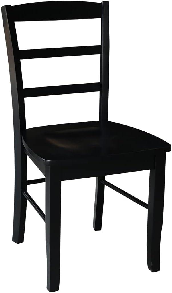 Elegant Black Solid Wood Ladderback Side Chair Set