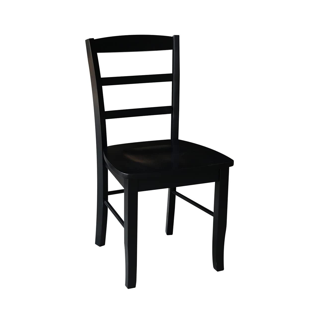 Set of 2 Madrid Ladderback Chairs Black - International Concepts: Solid Wood, Armless, Transitional Style