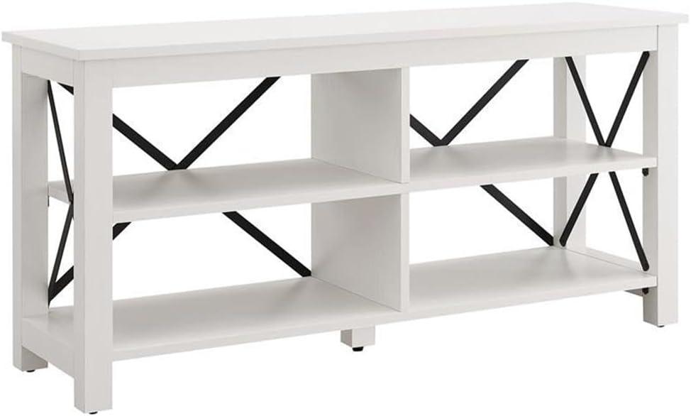 Sawyer Modern Farmhouse 55" White TV Stand with X-Shaped Accents