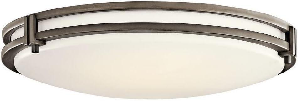 Avon 24" Distressed Bronze LED Flush Mount with White Shade