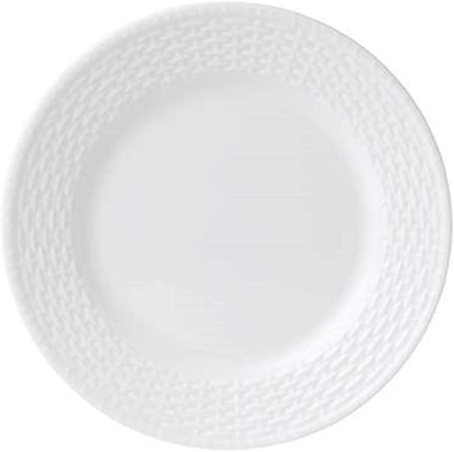 White Porcelain Textured Round Salad Plate Set