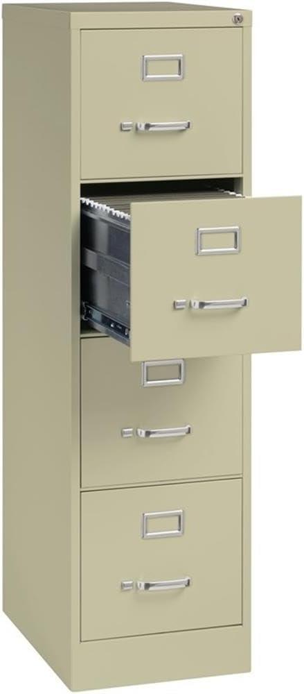 Beige Metal 4-Drawer Lockable Vertical File Cabinet