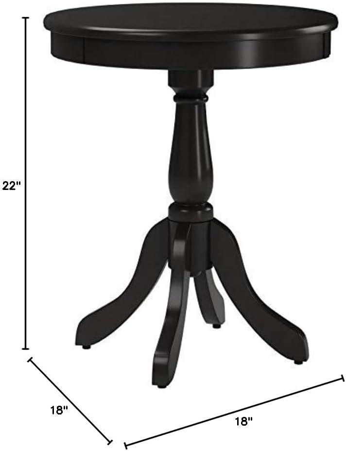 Linon Palmetto Round Wood Accent Table in Black