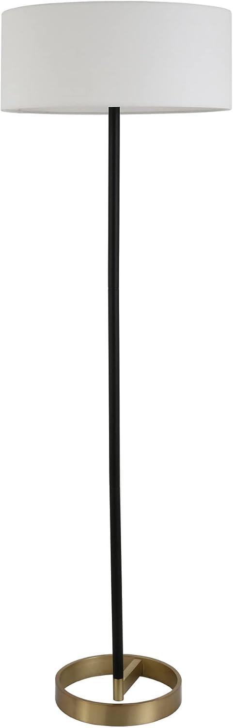 Henn&Hart 20" Matte Black/Brass Metal/Fabric Floor Lamp