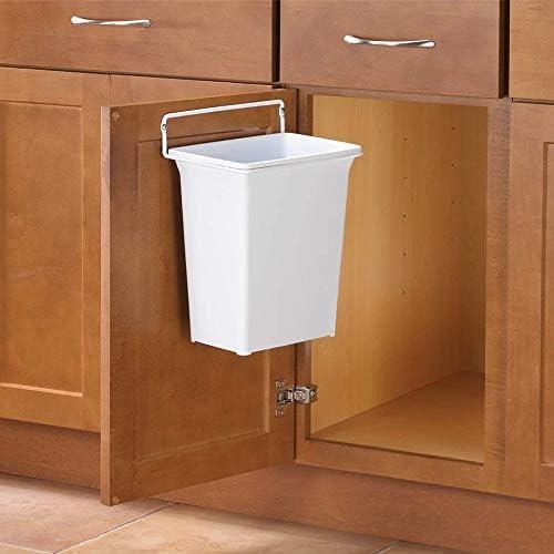 SinYYH Plastic in-Cabinet Door Mount Trash Can, 9 Quarts, 10" L x 7" W x 13" H, White