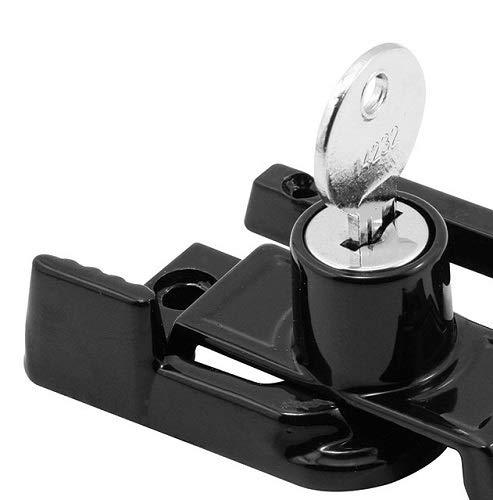 Keyed Child-Proof Sash Lock, 2-1/4 in. Hole Centers, Diecast Zinc, Painted Black, (Single Pack)