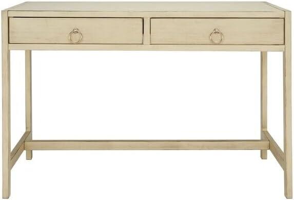 Antique White 46'' Matte Finish Writing Desk with Dual Drawers