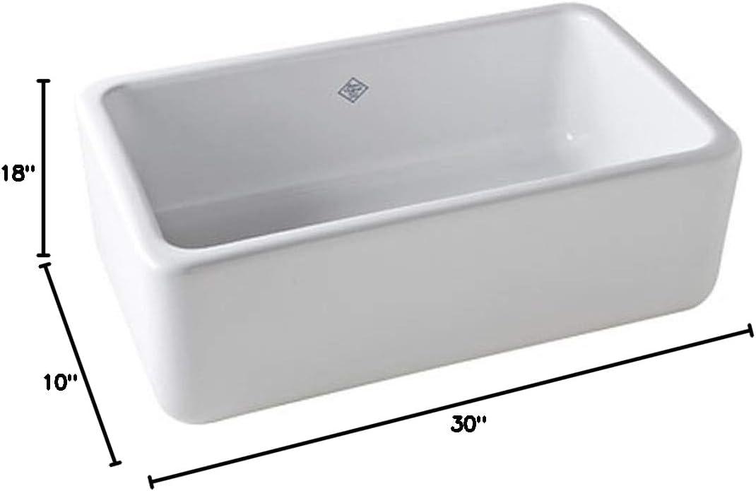 White Fireclay 30-Inch Single Bowl Farmhouse Sink