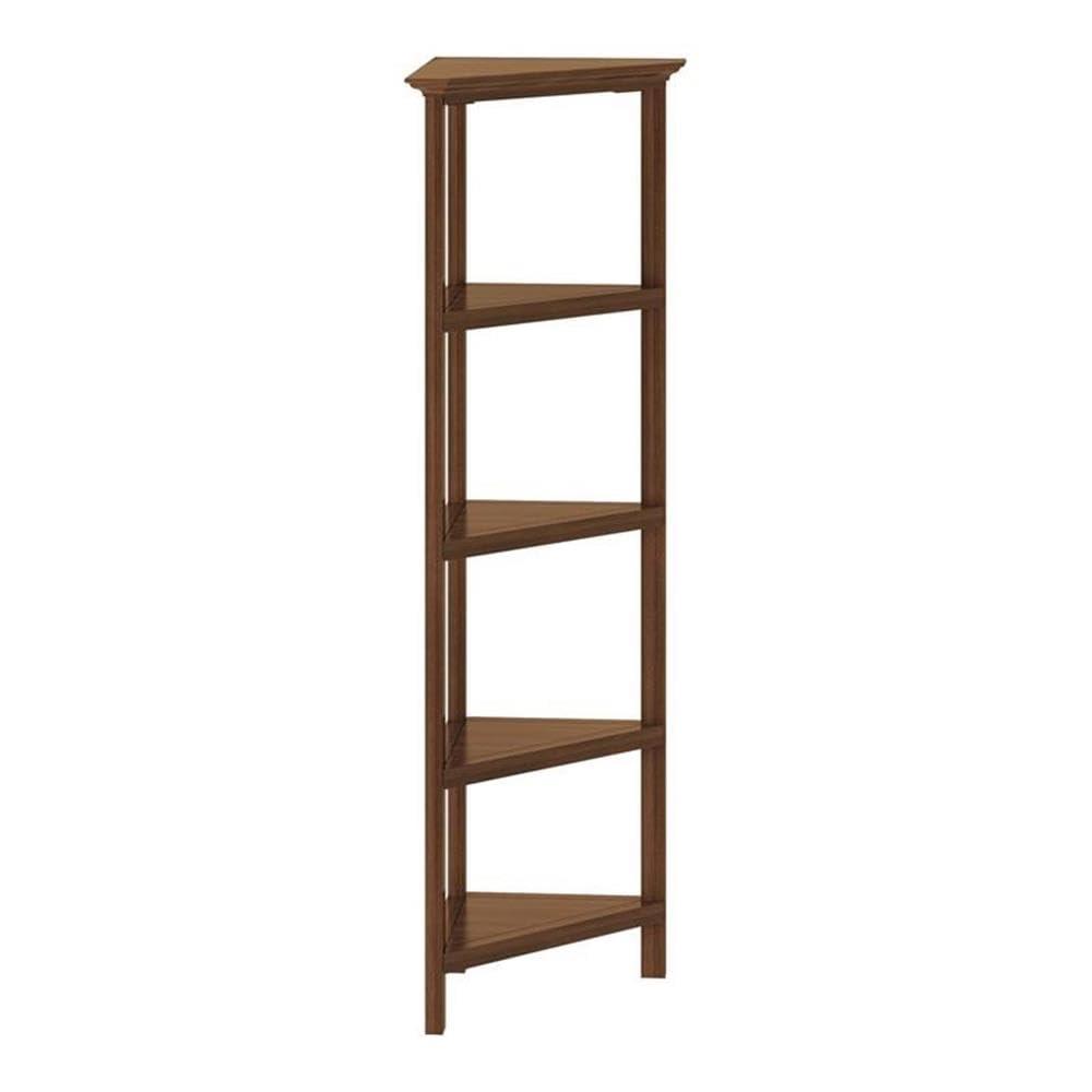 NewRidge 4-Tier Corner Wooden Bookcase Walnut