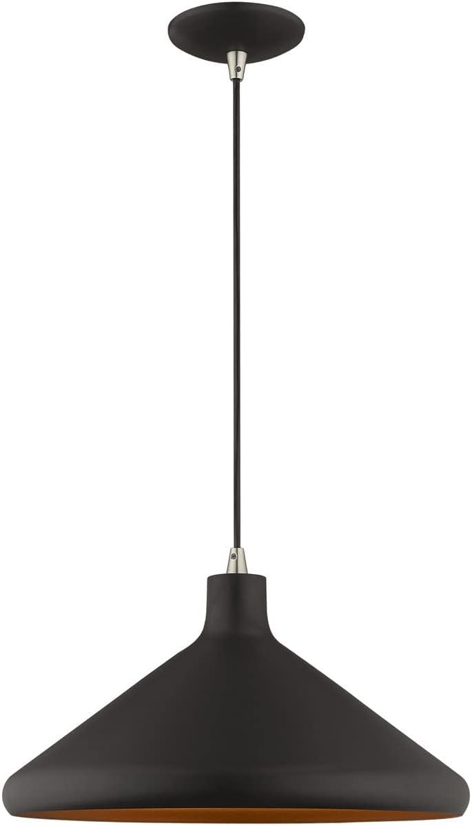 Livex Lighting Metal Shade 1 - Light Chandelier in  Black