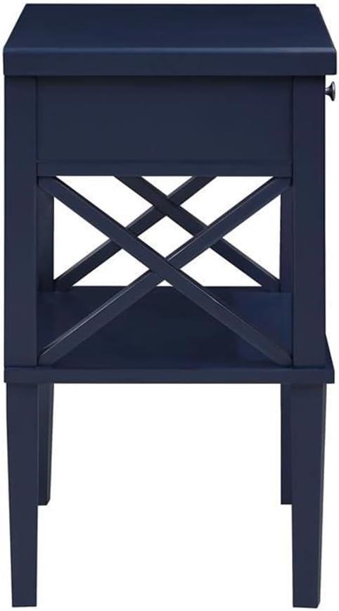 Comfort Pointe Marta Nightstand Midnight Blue: Transitional Style Bedside Table with Shelf, MDF & Hardwood