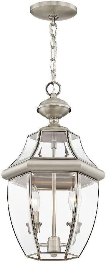 Monterey Polished Brass 2-Light Outdoor Pendant with Clear Beveled Glass