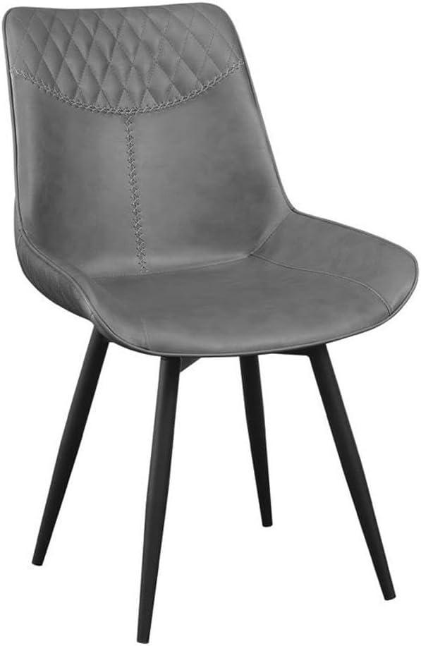 Transitional Gray Faux Leather Side Chair with Swivel Seat