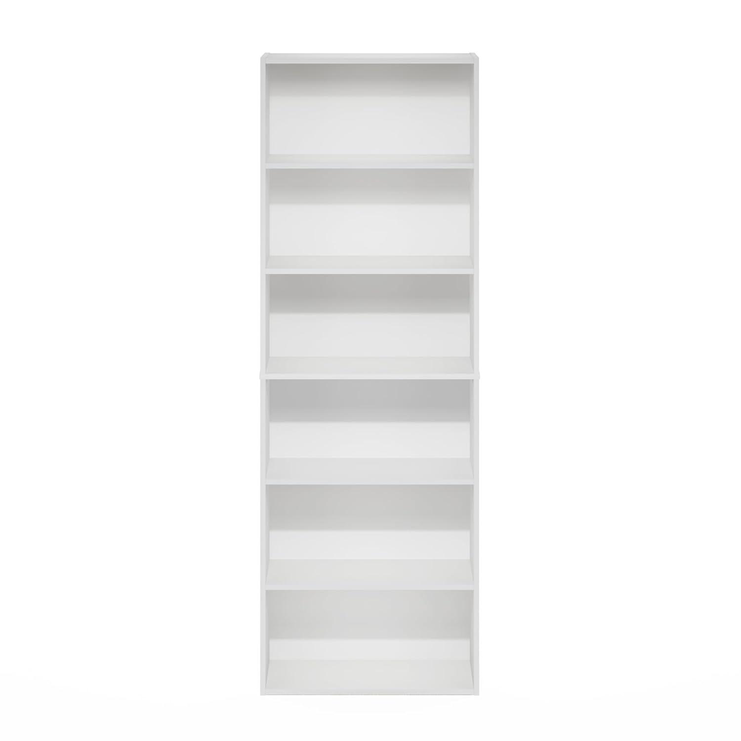 Furinno Jaya Simply Home Free Standing 6-Tier Open Storage Bookcase, White