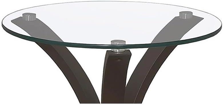 Bowery Hill Traditional Round Glass Top Accent End Table in Brown