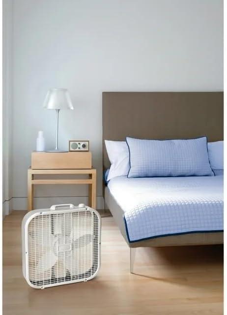 Lasko 20" Classic Box Fan with Weather-Resistant Motor, 3 Speeds, 22.5" H, White, B20200, New