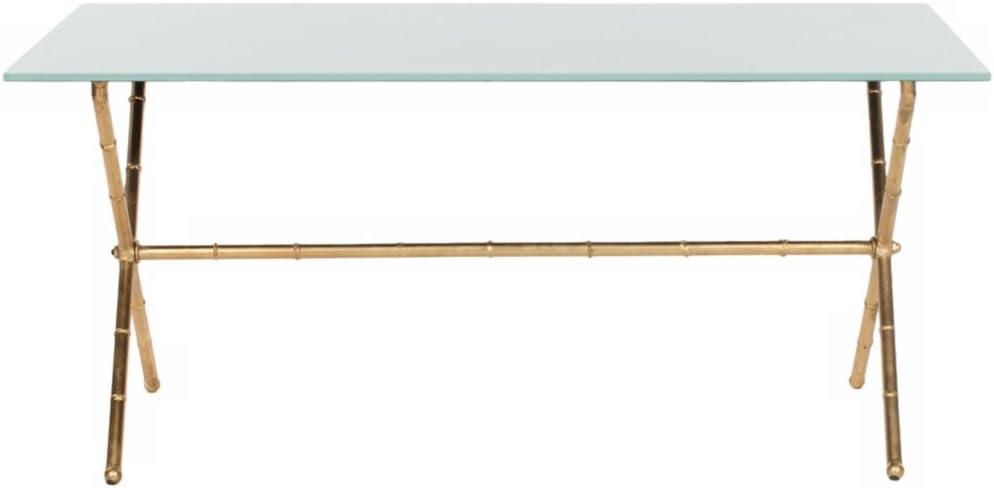 Brogen Coffee Table - Gold/White Glass - Safavieh