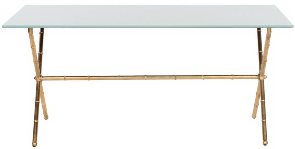 Brogen Coffee Table - Gold/White Glass - Safavieh