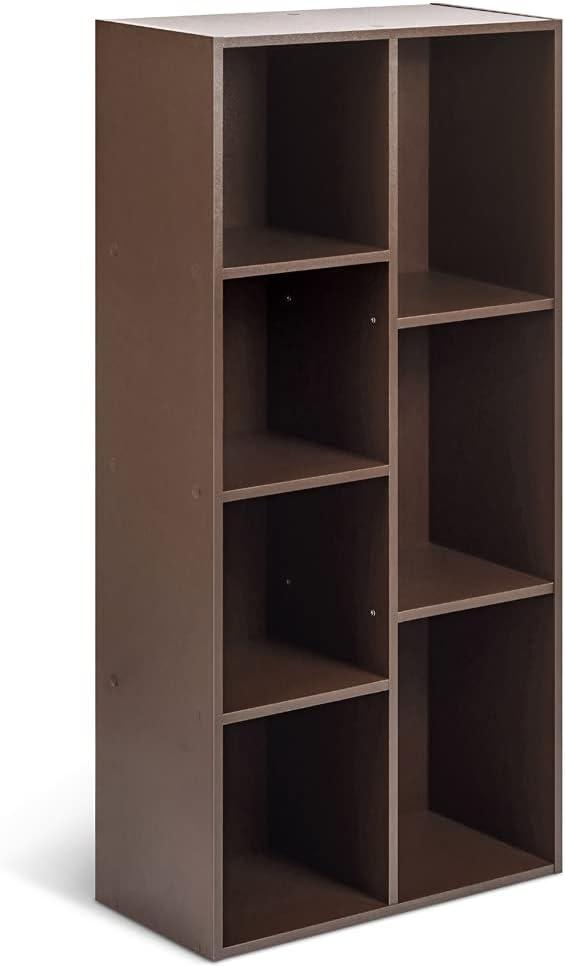 7 Cube Organizer Bookcase, Espresso, 9.3 x 19.5 x 41.7 in