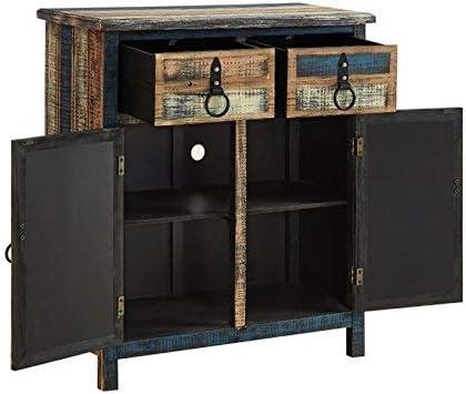 Powell Calypso Rustic 2-Door Wood Indoor Console Table with 2 Drawers, Multicolor