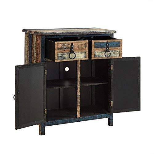Powell Calypso Rustic 2-Door Wood Indoor Console Table with 2 Drawers, Multicolor