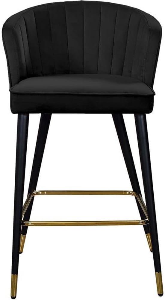 Meridian Furniture Cassie 28"H Velvet Counter Stool in Black (Set of 2)
