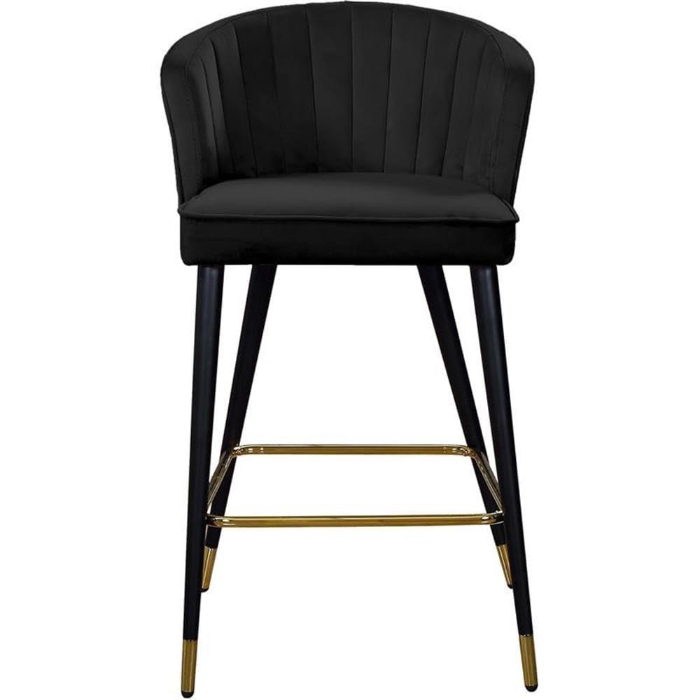 Meridian Furniture Cassie 28"H Velvet Counter Stool in Black (Set of 2)