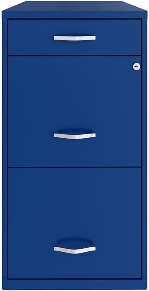 Space Solutions 3 Drawer Letter Width Vertical File Cabinet with Pencil Drawer, Blue