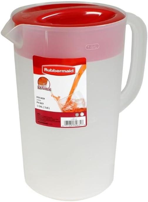 Clear Plastic 1 Gallon Pitcher with Red Lid