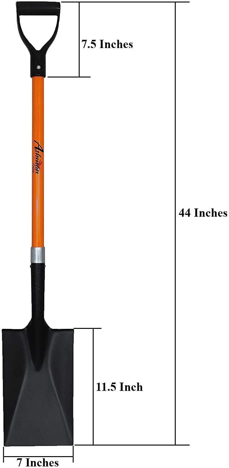 Ashman Online Heavy Duty Spade Shovel - 41 inches Long Orange Metal Shovel With D Grip Handle (1 Pack)