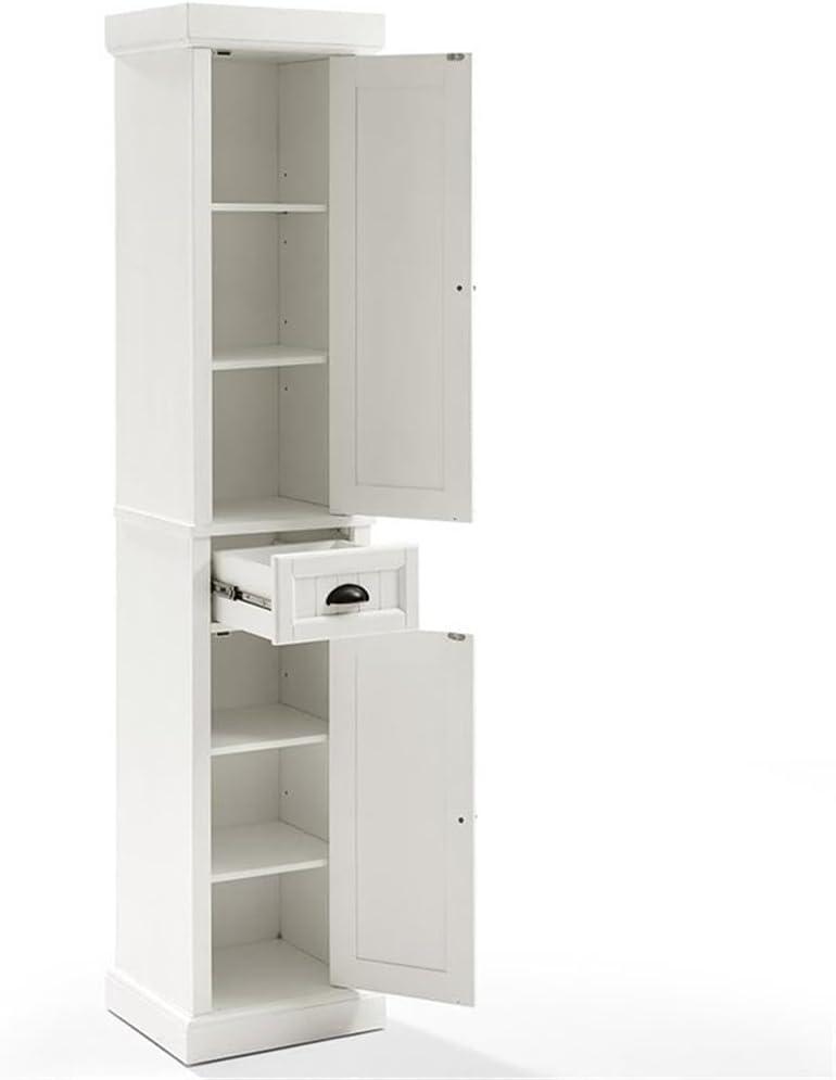 Seaside Tall Linen Cabinet White - Crosley: Freestanding Bathroom Storage, Adjustable Shelves, Towel Organizer