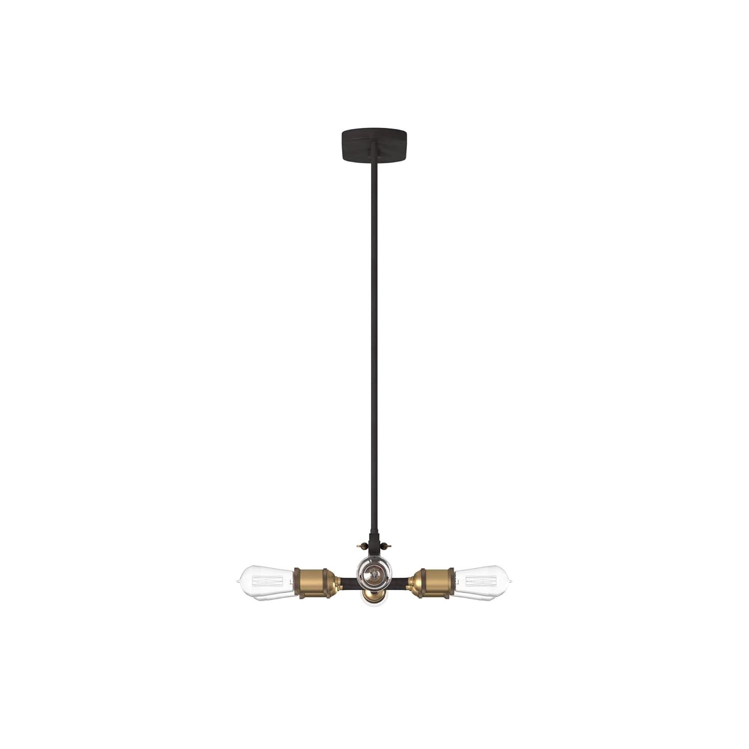 Vintage Bronze and Brass 6-Light Linear Chandelier