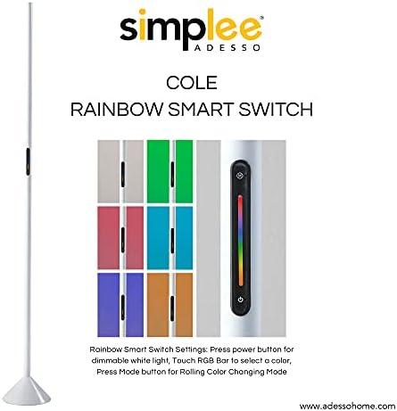 Matte White LED Floor Lamp with Slide Dimmer and RGB Switch