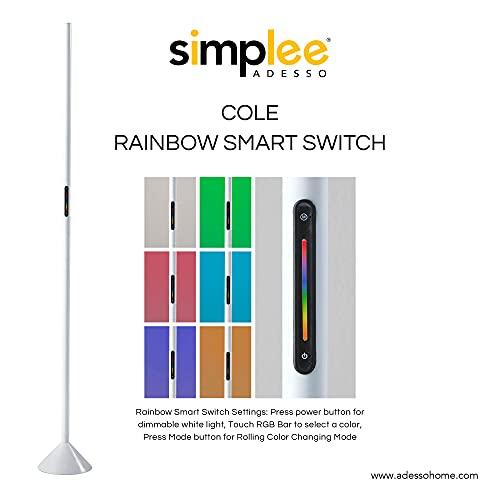 Matte White LED Floor Lamp with Slide Dimmer and RGB Switch