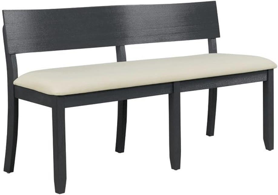 Boraam Capella Cream Fabric Dining Height Bench Matte Black