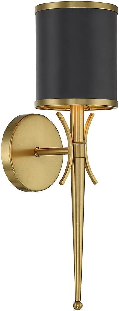 Matte Black and Warm Brass Dimmable Metal Sconce