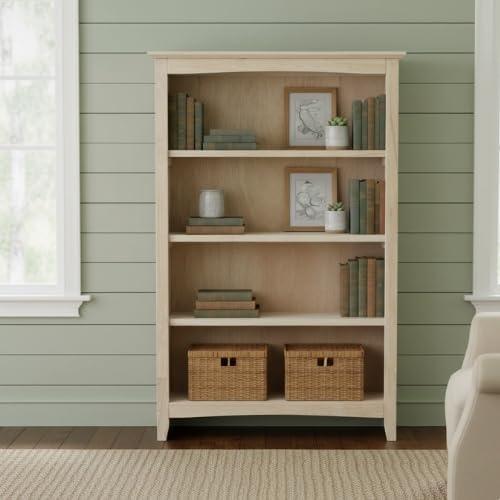48" Shaker Bookshelf Unfinished - International Concepts: Solid Parawood, 4-Shelf Storage