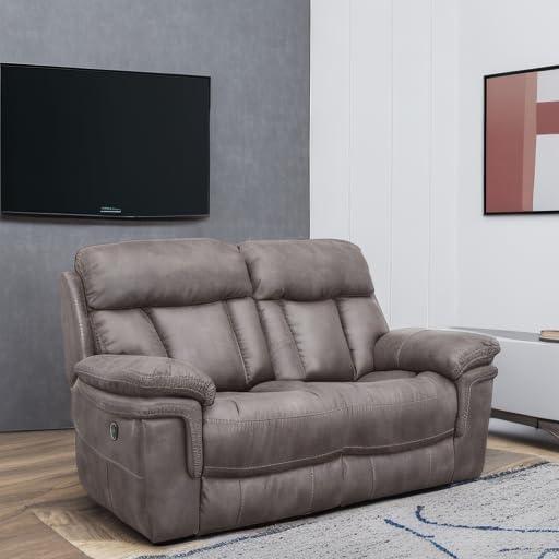 Estelle Power Loveseat in Gunmetal Fabric