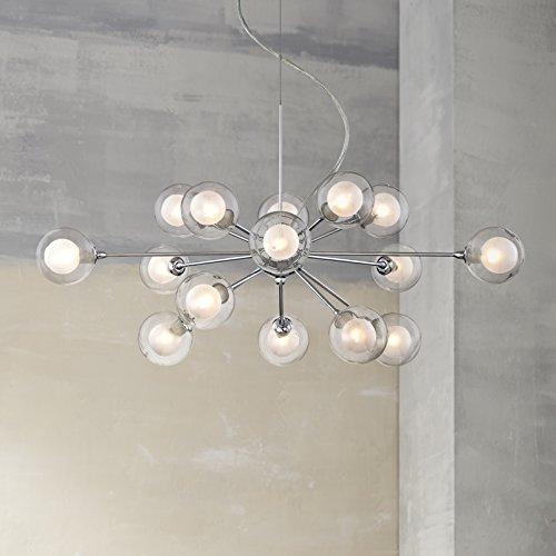 Possini Euro Design Spheres Chrome Chandelier 30" Wide Mid Century Modern Sputnik Glass Shade 15-Light Fixture for Dining Room House Kitchen Island
