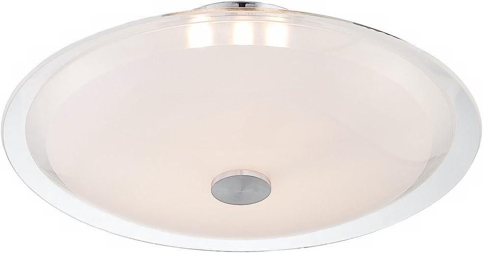 Possini Euro Design Modern Ceiling Light Semi Flush Mount Fixture 15" Wide Chrome 3-Light Clear Frosted Glass Disk for Bedroom Living Room Hallway