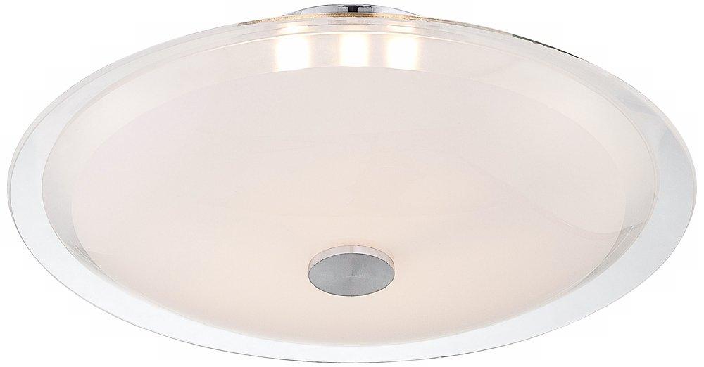 Possini Euro Design Modern Ceiling Light Semi Flush Mount Fixture 15" Wide Chrome 3-Light Clear Frosted Glass Disk for Bedroom Living Room Hallway